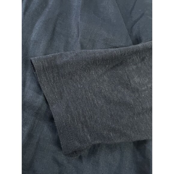 J. Jill  Love Linen Navy Linen Tunic Top  3/4 Knit Sleeve Woven Front - Picture 9 of 13